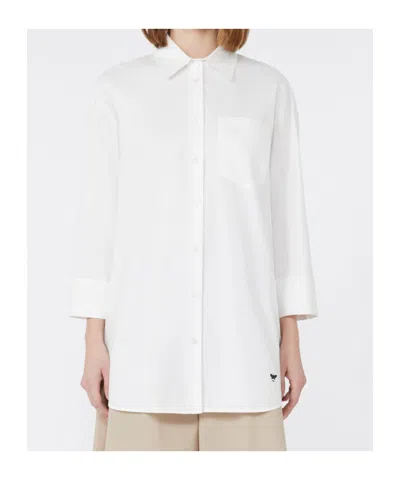 Weekend Max Mara Oversized Cotton Oxford Shirt In White