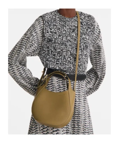 Longchamp Textured Pebbled Shoulder Bag With Strap And Handle In Green