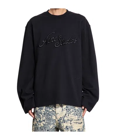 Acne Studios Black Logo Relaxed Fit T-shirt In Black