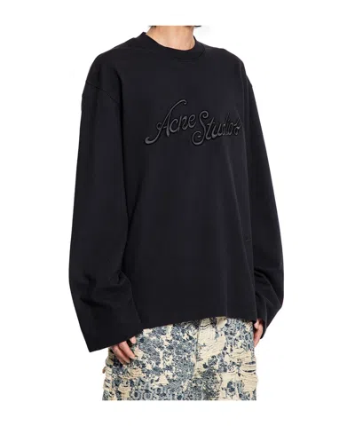 Acne Studios Black Logo Relaxed Fit T-shirt In Black
