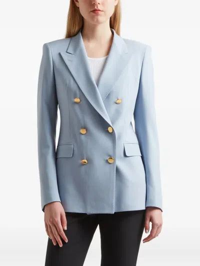 Tagliatore Double-breasted Gold-button Blazer In Blue
