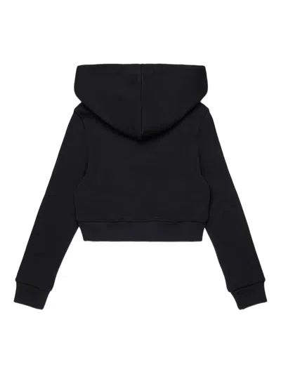 Dsquared2 Felpa Cropped Con Cappuccio E Taschino In Black