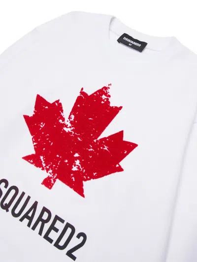 Dsquared2 Kids Maple Leaf Logo Sweatshirt In White