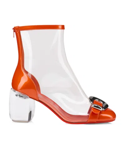 Christian Louboutin Minny Bubble 70 Buckled Pvc Ankle Boots In Orange