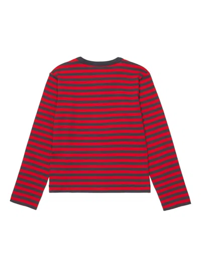 Max & Co Logo-print Striped T-shirt In Red