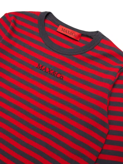 Max & Co Logo-print Striped T-shirt In Red