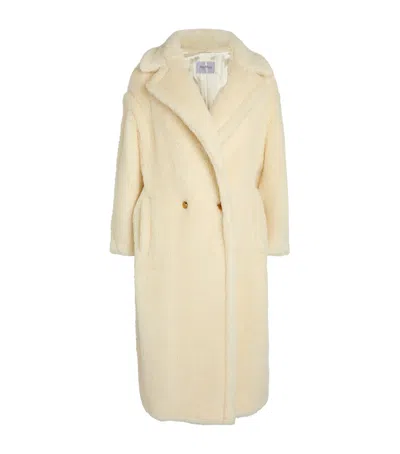 Max Mara Oversized Double-breasted Alpaca-wool Coat With Silk Base In White