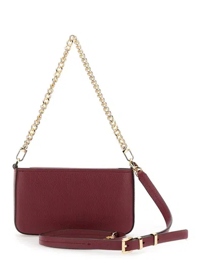 Michael Kors Bryant Bordeaux Crossbody Bag With Adjustable Shoulder Strap And Logo Lettering On The Front In Grai