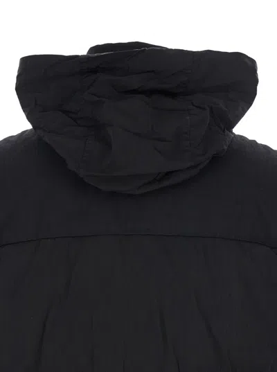 C.p. Company Black Vest With Mock Drawstring Neck And Logo Plaque On The Front