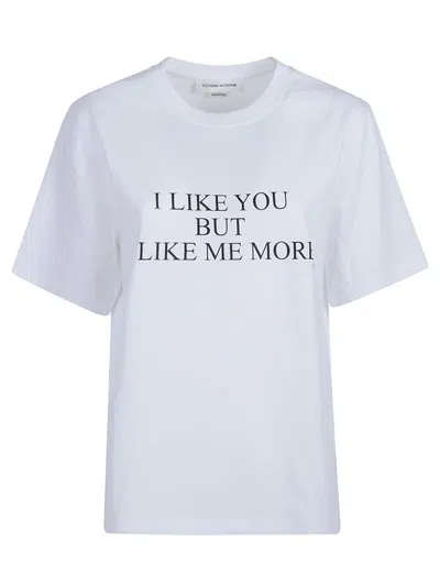 Victoria Beckham I Like You But I Like Me More T-shirt In White