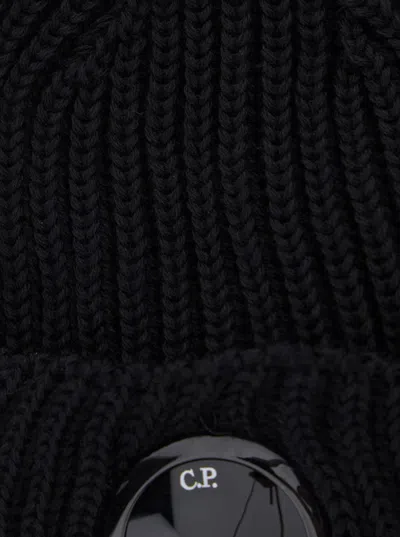 C.p. Company Accessories Knit Cap In Extrafine Merino Wool In Black