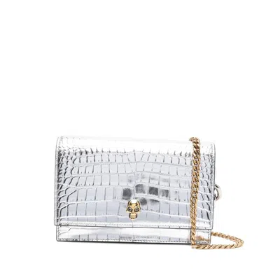 Alexander Mcqueen Skull Cross Body Bag In Silver