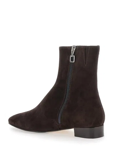 Carel Paris Aiglon Zip Suede Ankle Boots In Brown