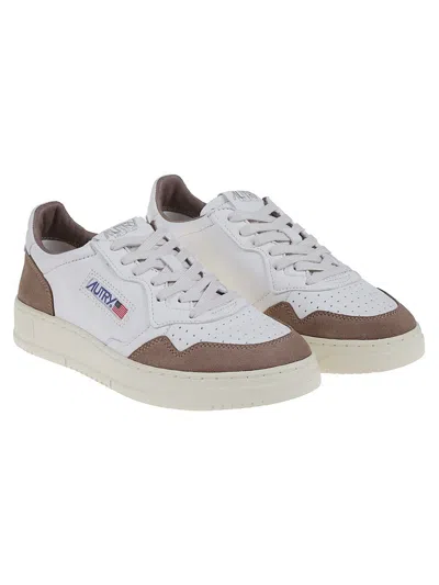 Autry Medalist Low Sneakers In Goatskin And Suede In Multi