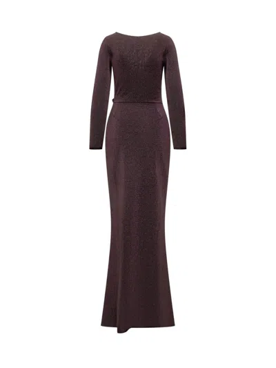 Chiara Boni La Petite Robe Glitter Wrap-detail Maxi Dress In Brown