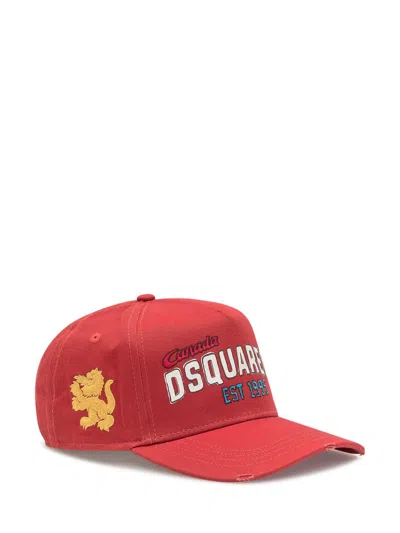 Dsquared2 Logo-print Distressed Baseball Cap In Red