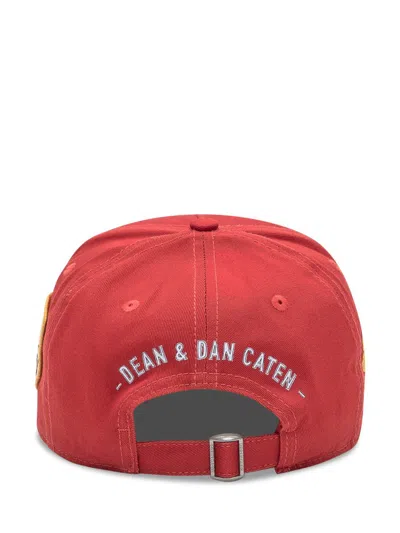 Dsquared2 Logo-print Distressed Baseball Cap In Red