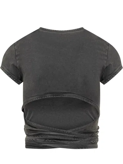 Diesel Womens 02a T-bunny-tail Wrap-around Cotton-jersey T-shirt In Black