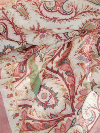 Etro Paisley Printed Frayed Scarf In Pink