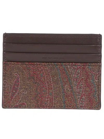 Etro Logo-embroidered Cotton-blend Cardholder In Multi