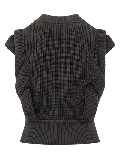 Iro Ruffled-shoulder Knit Top In Gray