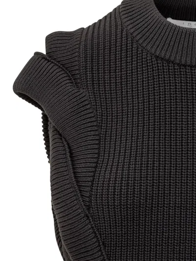 Iro Ruffled-shoulder Knit Top In Gray