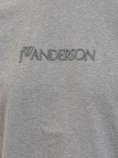 Jw Anderson Embroidered Logo Crew Neck T-shirt In Gray