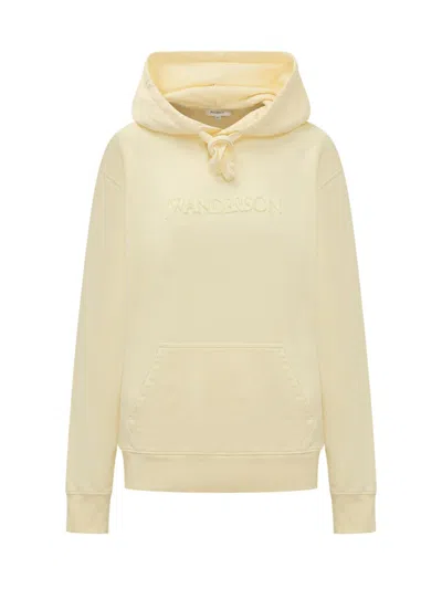 Jw Anderson Logo Lettering Drawstring Hoodie In Nude