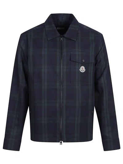 Moncler Plaid Long Sleeve Shirt In Black