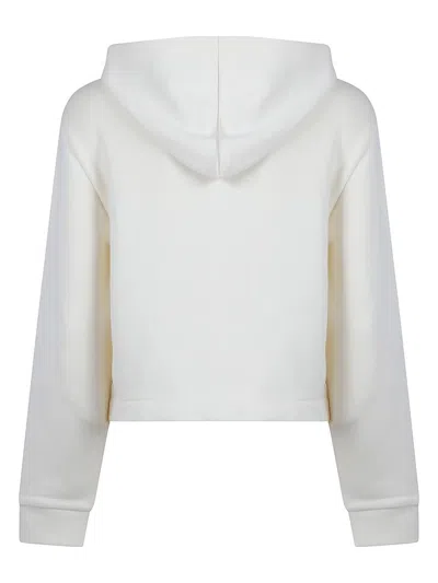 Moncler Ivory Zip-up Hoodie With Knit Details In White