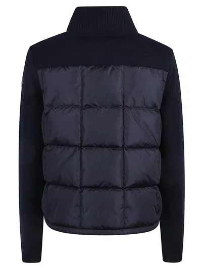 Moncler Navy Blue Padded Wool Zip-up Cardigan
