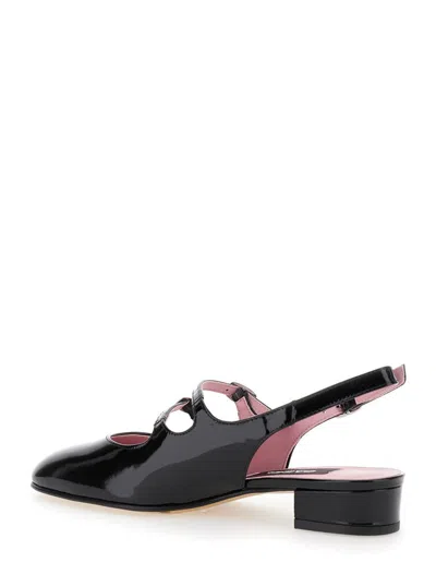 Carel Paris Buckle Block Heel Patent Round Toe In Black