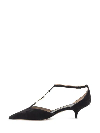 Ferragamo F Buckle T-strap Pump In Black