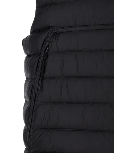 C.p. Company Men Black Vest With Mock Neck And Logo Plaque On The Side In Tech Fabric Man In Black