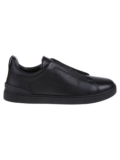 Zegna Triple Stitch Low-cut Skate Shoes In Black