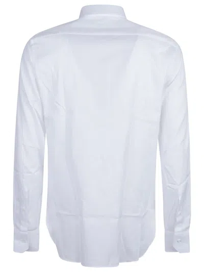 Zegna Micro Striped Trecapi Tailored Fit Long Sleeve Shirt In White