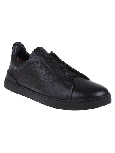 Zegna Triple Stitch Low-cut Skate Shoes In Black