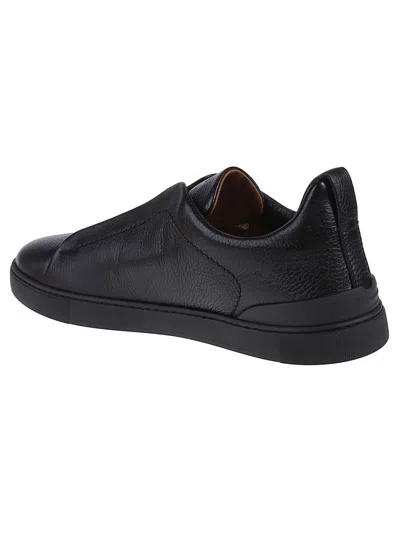 Zegna Triple Stitch Low-cut Skate Shoes In Black