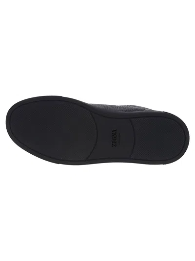 Zegna Triple Stitch Low-cut Skate Shoes In Black