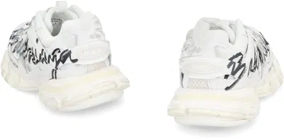 Balenciaga White Track Signature Sneakers In White