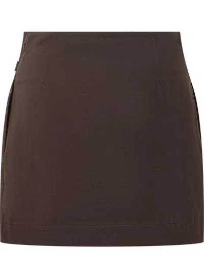 Jw Anderson Gathered Short Skirt In Brown