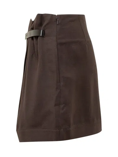 Jw Anderson Gathered Short Skirt In Brown