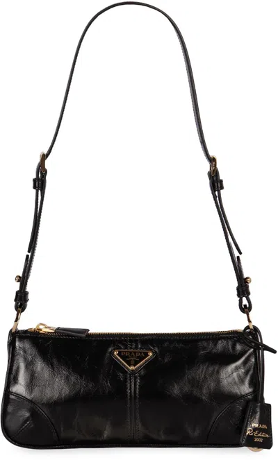 Prada Re-edition 2002 Leather Shoulder Bag In Black
