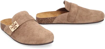 Tory Burch Mellow Suede Mules In Nude
