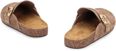 Tory Burch Mellow Suede Mules In Nude