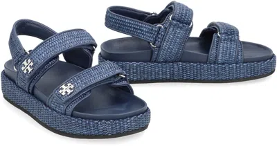 Tory Burch Kira Intrecciato Sandals In Blue