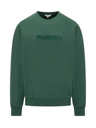 Jw Anderson Crew Neck Long Sleeves Sweatshirt In Green