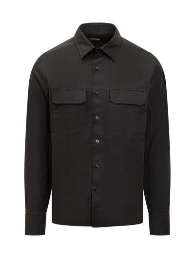 Tom Ford Military-pocket Shirt In Black