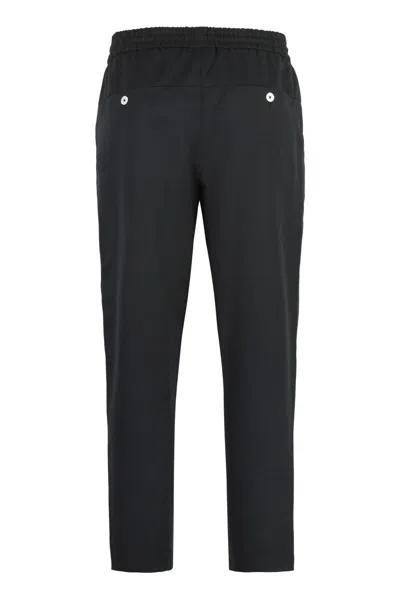 Drôle De Monsieur Cropped Trousers Elastic Waistband Pockets In Black
