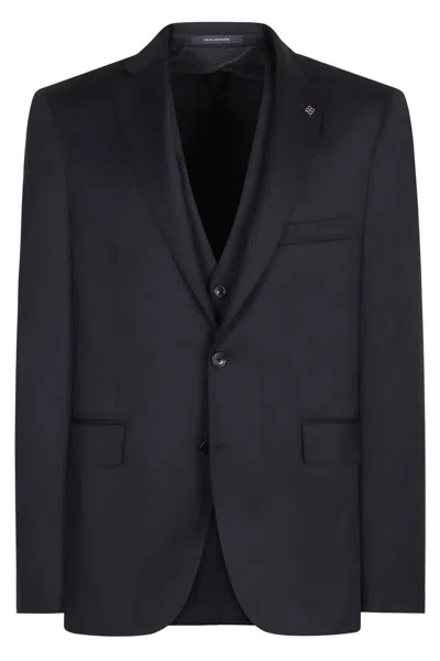 Tagliatore Three-piece Wool Suit In Black